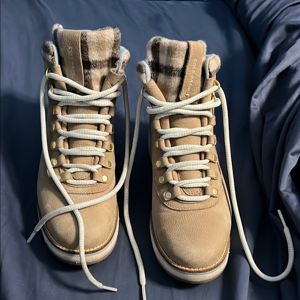 Cole Haan Beige Lace-Up Boots